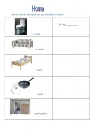 English worksheet: rooms in my home