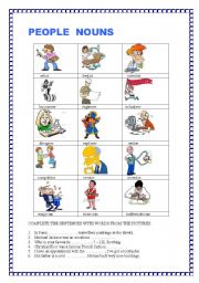 English worksheet: People Nouns Pictionary and activities-  elementary/Intermediate