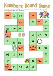 numbers board game - ESL worksheet by Ana B