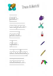 English Worksheet: Trace and Match