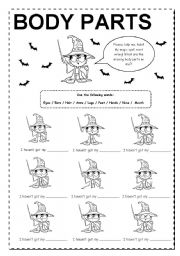 English Worksheet: Body Parts with Harry Potter