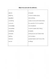 English worksheet: Match the Word to the Definition