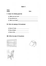 English worksheet: Quizz Basic Information