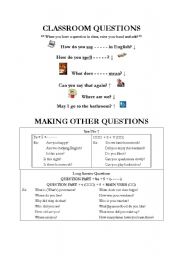 English worksheet: Classroom Questions