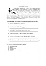 English worksheet: Trouble at school - Part I