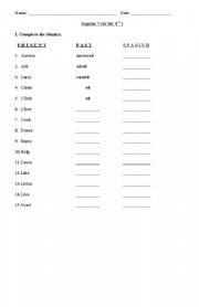 English worksheet: 15 regular verbs in past