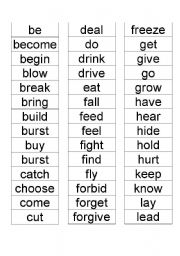 English worksheet: Irregular past tense verbs