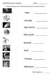 English worksheet: OUTERSPACE