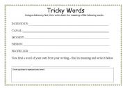 English Worksheet: Tricky Word Definitions