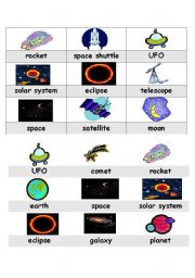 English Worksheet: Space Bingo-Card 4 (of 6)
