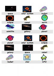 English Worksheet: Space Bingo Cards (6 of 6)