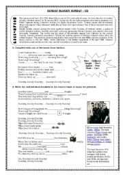 English Worksheet: Sunday Bloody Sunday U2