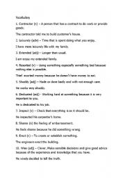 English Worksheet: Vocabulary 10 words