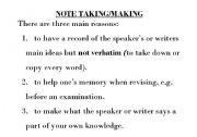 English Worksheet: Note taking