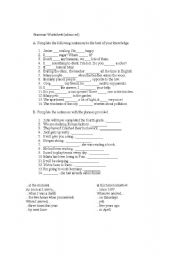 English worksheet: Grammar review