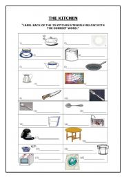 English worksheet: THE KITCHEN