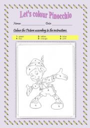 English Worksheet: Lets colour Pinocchio!