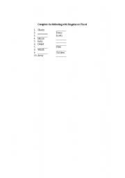 English Worksheet: Singular Plural