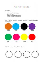 English Worksheet: Colors personality test