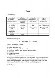 English Worksheet: Going to the bank