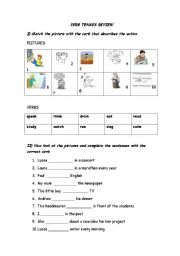 English Worksheet: verb tenses review