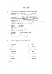 English worksheet: test 01