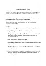 English Worksheet: Dr. Seuss Descriptive Writing Lesson Plan