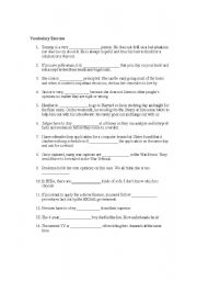 English Worksheet: Vocabulary Exercise