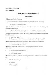 English Worksheet: pragmatics