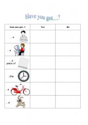 English Worksheet: Have You Got... Student Survey