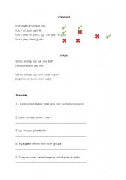 English Worksheet: To can/which