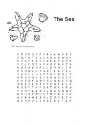English worksheet: The sea word search puzzle