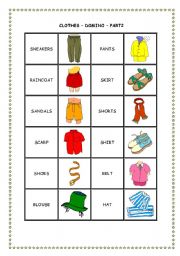 CLOTHES DOMINO - PART 2 - ESL worksheet by ElineScheffer