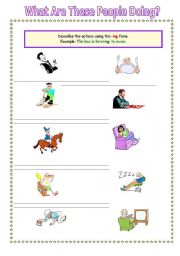 English worksheet: What Are These People Doing?