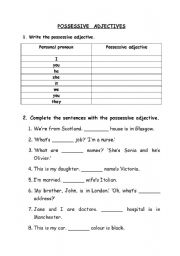 English worksheet: Possessive adjectives
