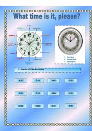 English Worksheet: Telling the time. What time is it, please?