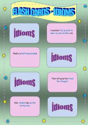 Conversational Flash cards - Idioms, Colour and B&W versions with activities - 9 pages