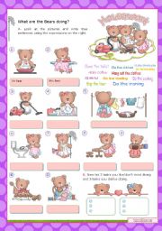 HOUSEWORK  (2/3)  -  What are the Bears doing?  Basic Household chores for Elementary Students