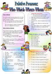 English Worksheet: Relative Pronouns - When to use 