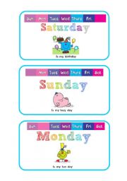 English Worksheet: Learn the Days of the week with the Mr Men!!!! ***High Quality*** Super Cute *** 