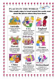 English Worksheet: Places in the world Descriptions of interesting countries