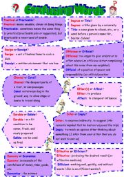 English Worksheet: confusing words (2 pages +key)