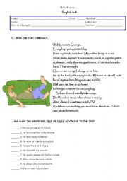 English Worksheet: Georges daily routine (part I)