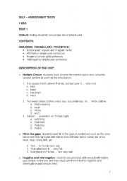 English worksheet: self test