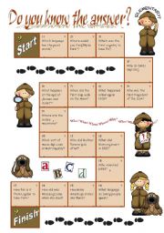 English Worksheet: Boardgame TRIVIA QUESTIONS