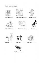 English worksheet: WHAT CAN THEY DO?
