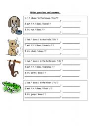 English worksheet: animals - present simple