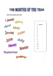 English worksheet: the months of the year