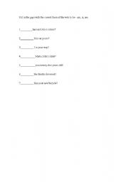 English worksheet: To be verb exercises