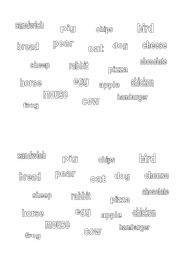 English worksheet: animals&food to make sentences